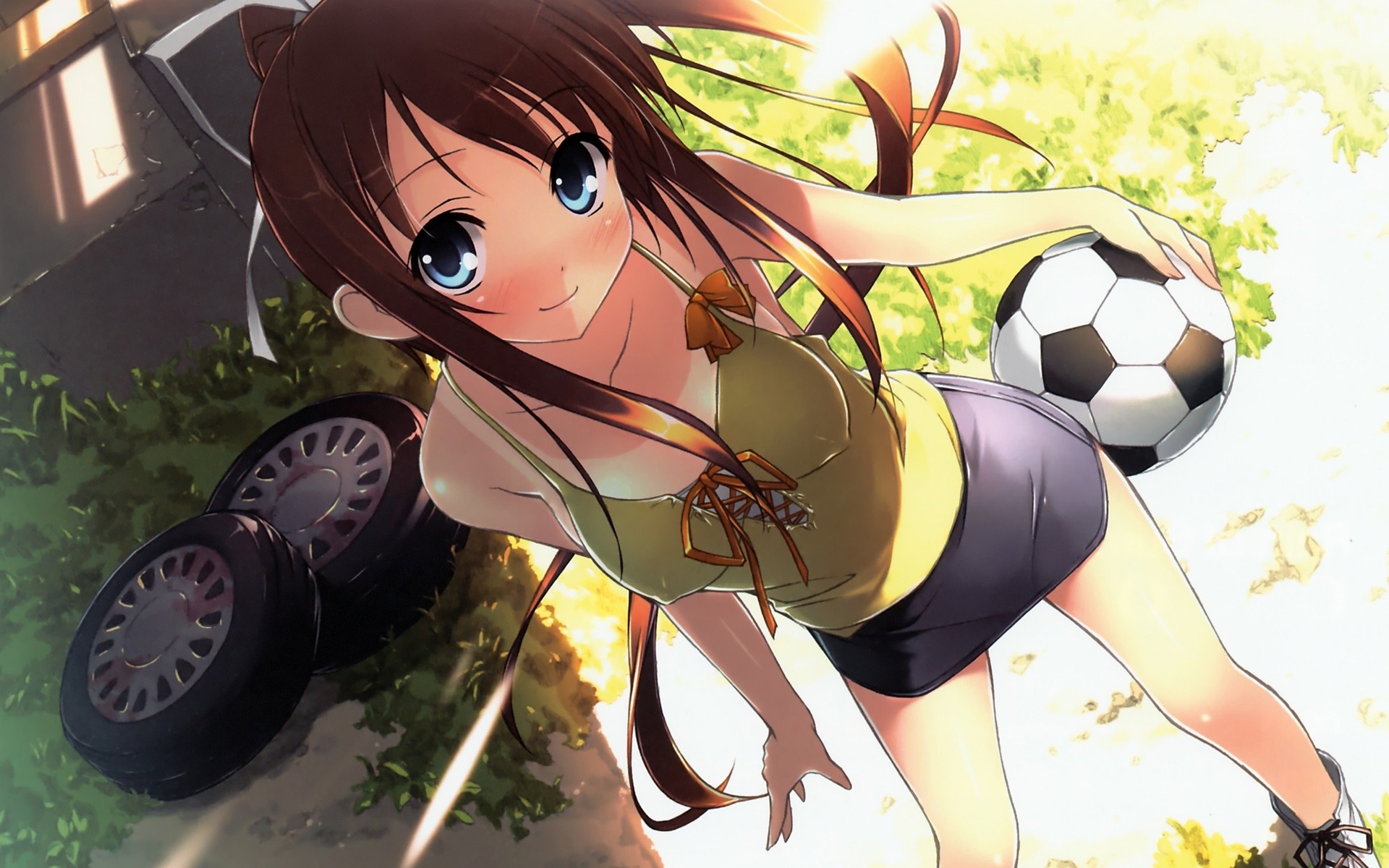 Konachan.com - 66845 blue_eyes brown_hair kantoku miyazawa_midori natsu_no_ame skirt.jpg