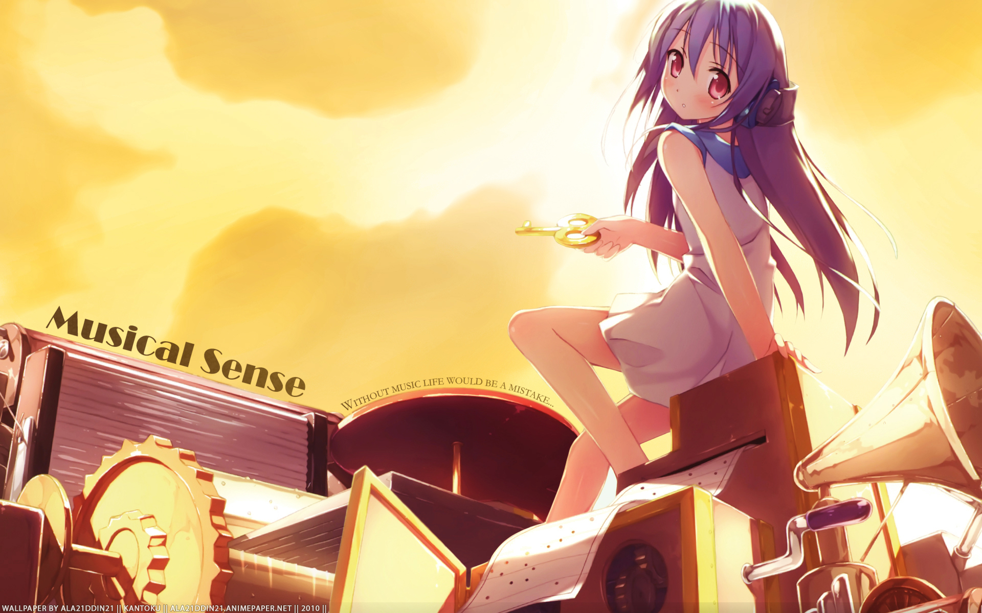 Konachan.com - 71831 flower_(kowarekake) headphones kantoku kowarekake_no_orgel .jpg