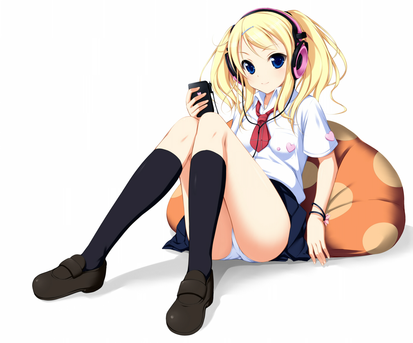 Konachan_com - 147113 blonde_hair blue_eyes headphones original panties seifuku .jpg